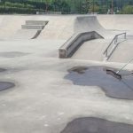 中津川公園スケートパークで排水
